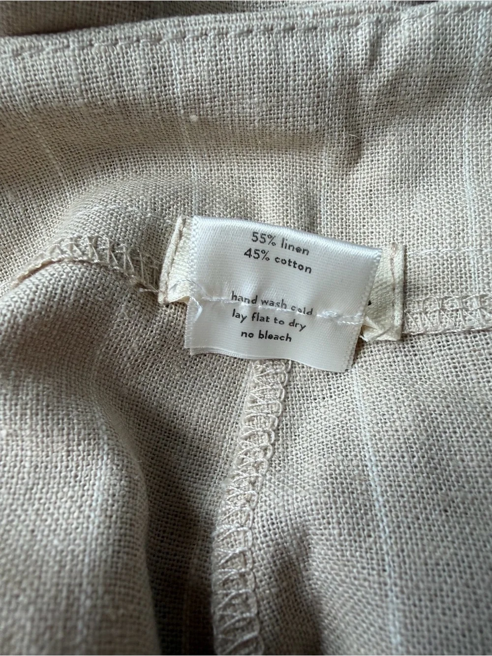 NWOT DONNI Women's Linen Cotton Blend Tan Pinstripe Waist Tie Crop Pants Sz S
